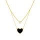 18K Gold Plated Black Enamel Heart Necklace